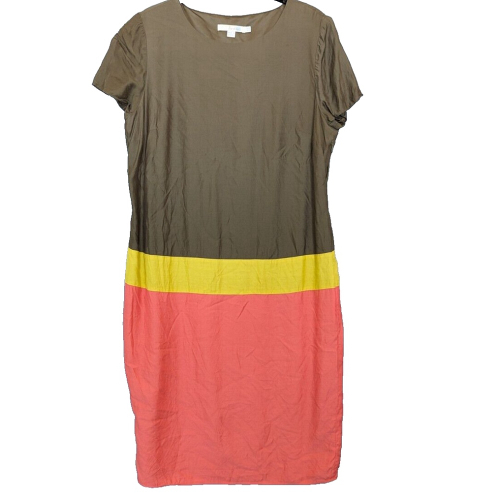 Boden Dress Womens Long 10 Multicolor Silk Colorblock Shift Office Career Mature